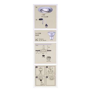 Paulmann 92516 - PACK 3xLED-GU10/3,5W Spot encastrable salle de bain PREMIUM LINE 230V