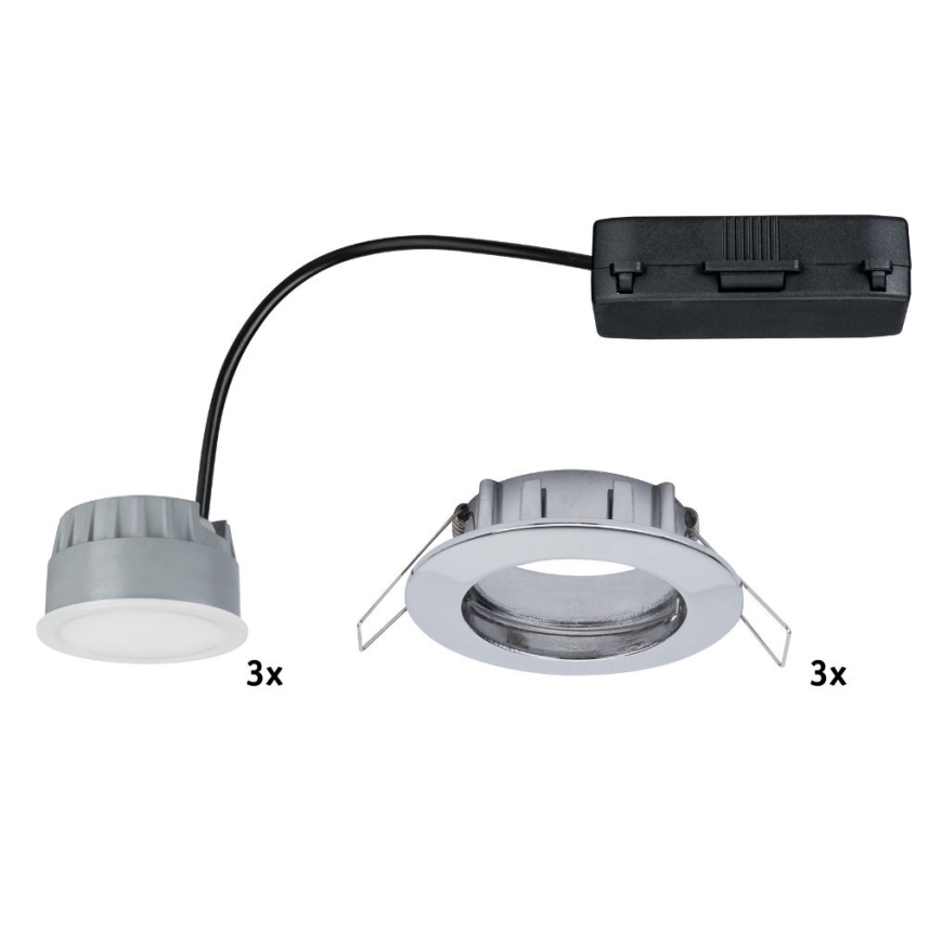 Paulmann 92829 - LOT 3x LED/6,8W IP44 Luminaire encastré à intensité variable pour salle de bain COIN 230V