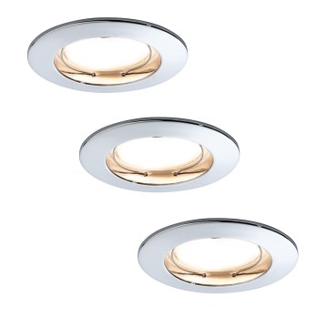 Paulmann 92829 - LOT 3x LED/6,8W IP44 Luminaire encastré à intensité variable pour salle de bain COIN 230V