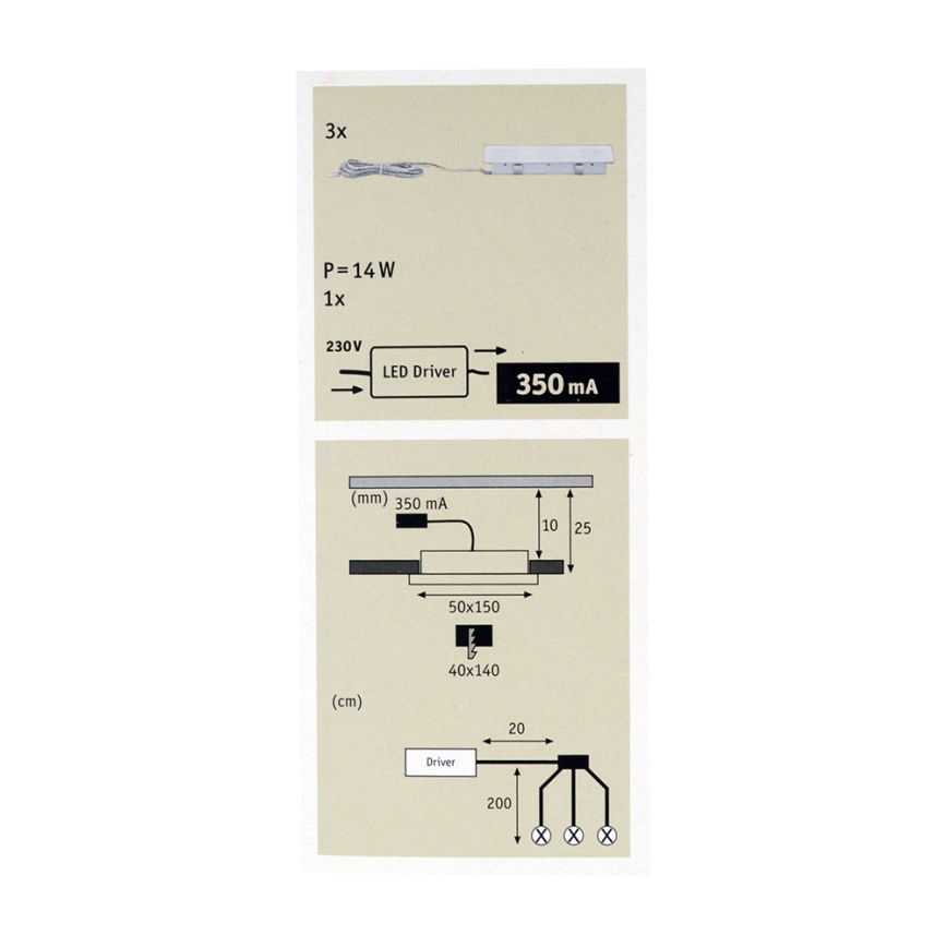 Paulmann 93577 - Luminaire LED encastrable FLEECY 3xLED/3,6W/230V