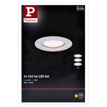 Paulmann 93655 - LOT 3x Luminaire encastré LED GU10/4,5W/230V