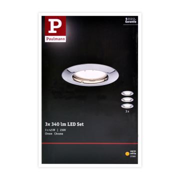 Paulmann 93657 - SET 3x LED/GU10/4,5W Inbouwverlichting 230V