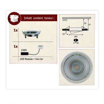 Paulmann 93946 - LED/6,8W IP23 Dimbare en hangende badkamer verlichting COIN 230V