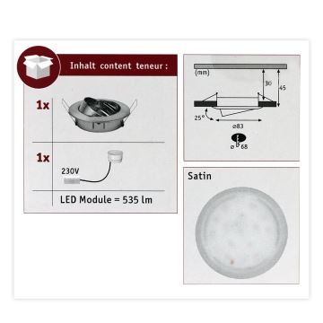 Paulmann 93979 - LED/6,8W IP23 Badkamer Inbouw Lamp COIN 230V