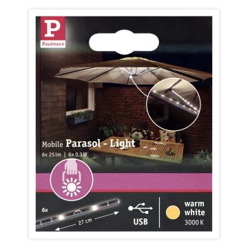 Paulmann 94219 - Parasol éclairant LED/1,8W 5V/USB 2,02m