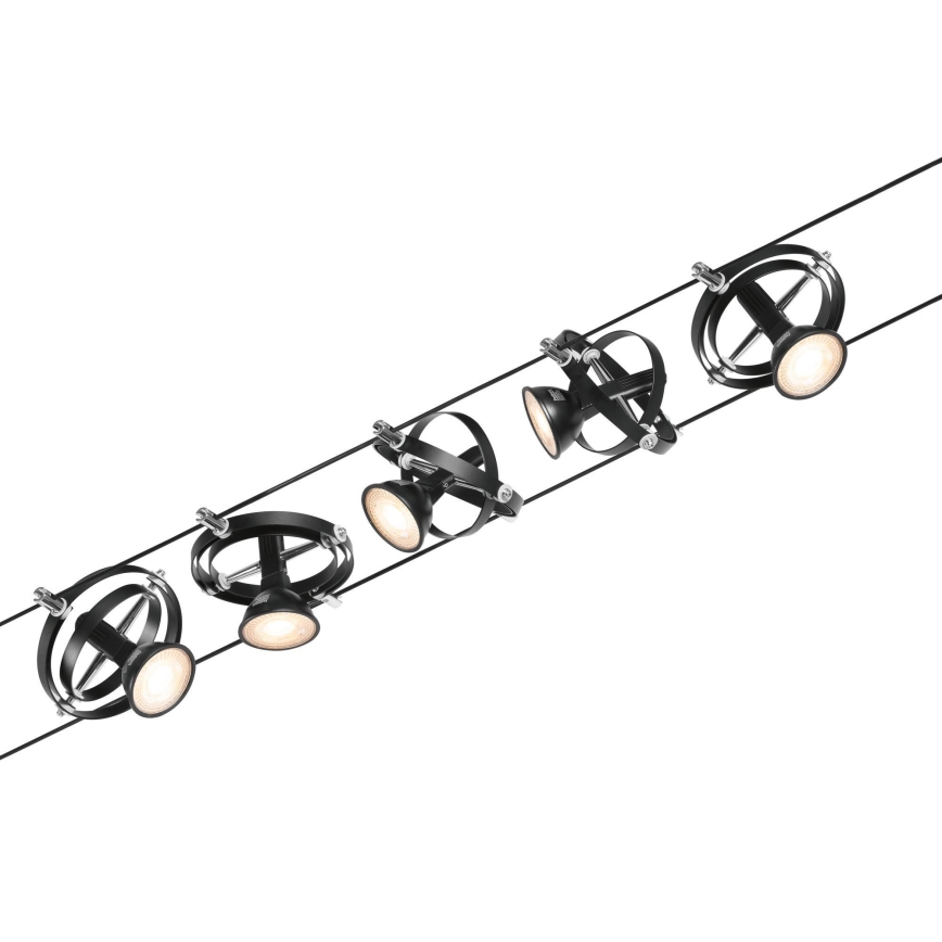 Paulmann 94440 - SET 5xGU5,3/10W Spot voor een rail Systeem CARDAN 230V zwart