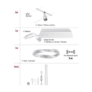 Paulmann 94442 - SET 5xGU5,3/10W Spot voor een rail Systeem SALT 230V mat chroom