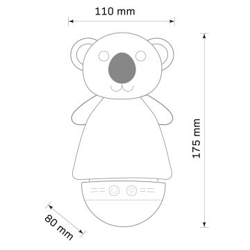 Petite lampe de nuit pour enfants LED RVB avec mélodie 3xAAA/5V koala