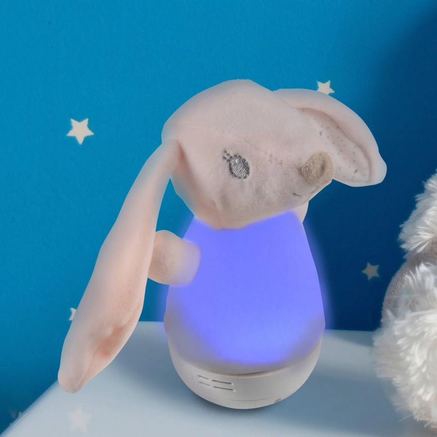 Petite lampe de nuit pour enfants LED RVB avec mélodie 3xAAA/5V lapin