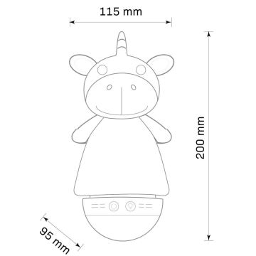 Petite lampe de nuit pour enfants LED RVB avec une mélodie 3xAAA/5V licorne