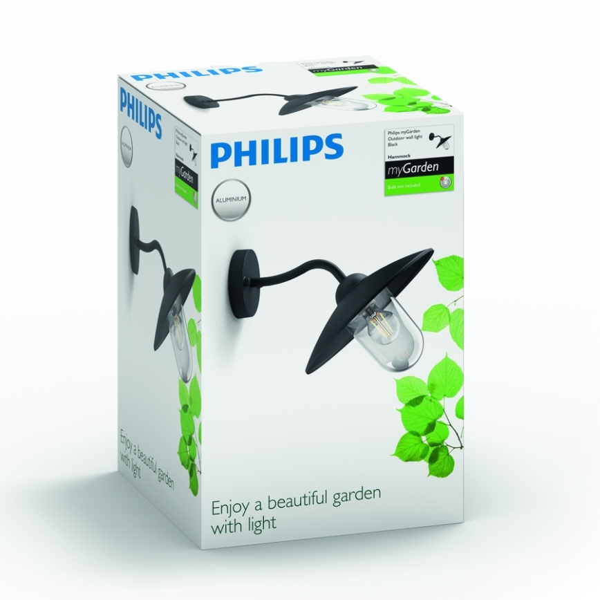 Philips 01643/30/PN - Applique murale extérieure HAMMOCK 1xE27/60W/230V IP44