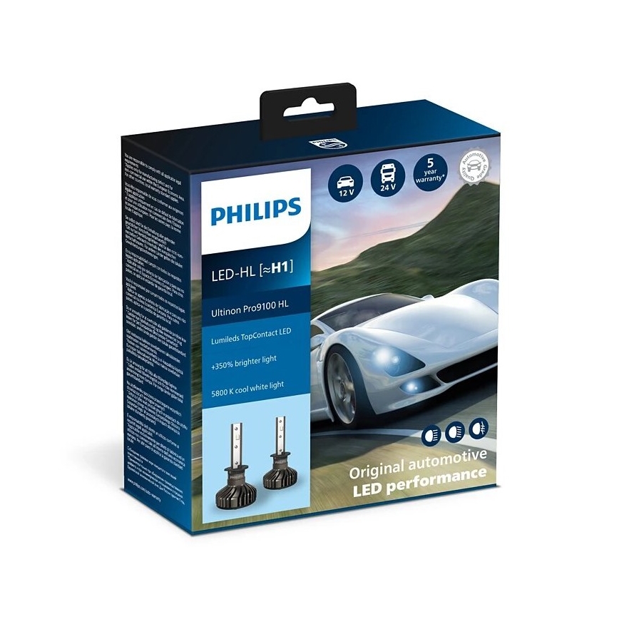 Philips 11258U91X2 - LOT 2x Ampoule LED de voiture Ultinon Pro9100 H1 P14,5s/13,2W/12/24V 5800K