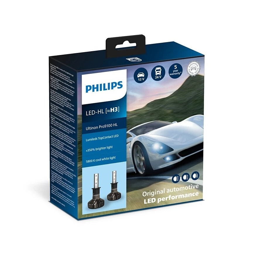 Philips 11336U91X2 - LOT 2x Ampoule LED de voiture Ultinon Pro9100 H3 PK22s/13,2W/12/24V 5800K