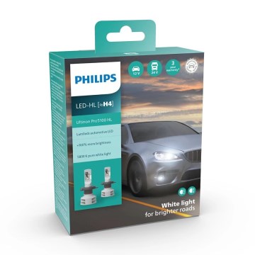 Philips 11342U51X2 - LOT 2x Ampoule LED de voiture Ultinon Pro5100 H4 P43t-38/12W/12/24V 5800K