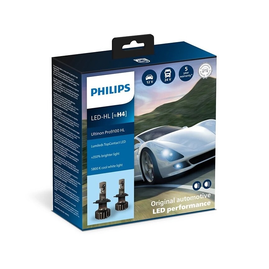 Philips 11342U91X2 -SET 2x LED Autolamp Ultinon 9100 H4 P43t-38/13,2W/12/24V 5800K