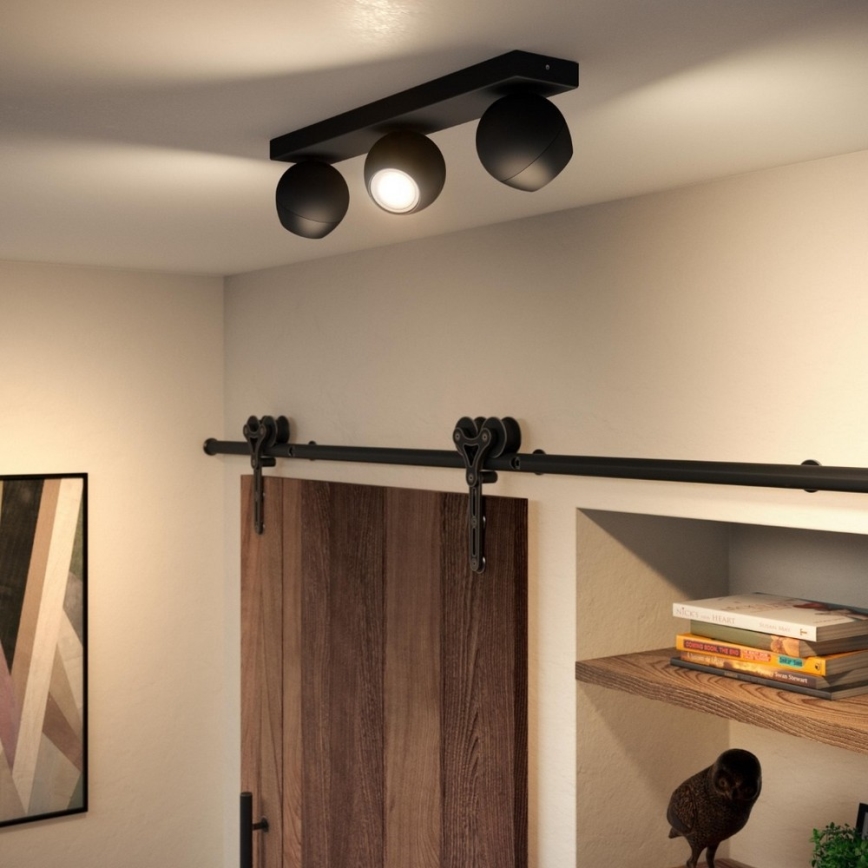 Spot LED 4 lumières smart Buckram noir Philips Hue