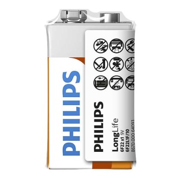 Philips 6F22L1F/10 - Pile au chlorure de zinc 6F22 LONGLIFE 9V 150mAh