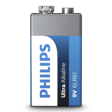 Philips 6LR61E1B/10 - Alkaline batterij 6LR61 ULTRA ALKALINE 9V 600mAh