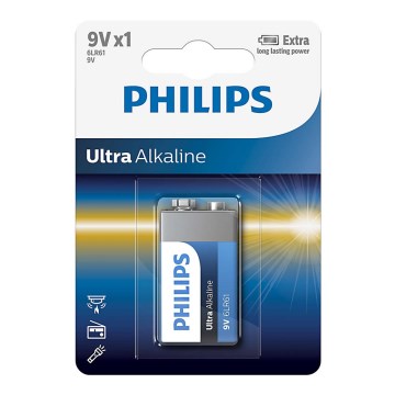 Philips 6LR61E1B/10 - Pile alcaline 6LR61 ULTRA ALKALINE 9V 600mAh