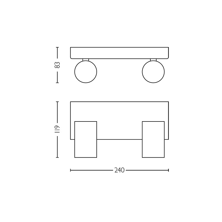 Philips - Badkamer spot IDRIS 2xGU10/5W/230V IP44 zwart