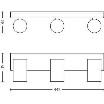 Philips - Badkamer spot IDRIS 3xGU10/5W/230V IP44 zwart