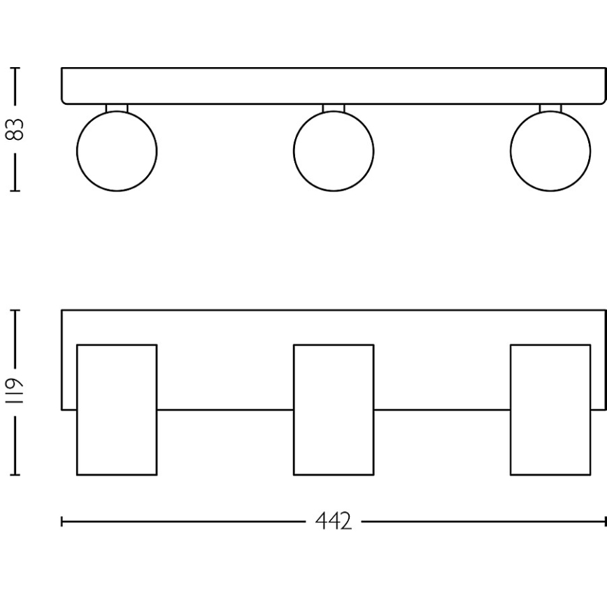 Philips - Badkamer spot IDRIS 3xGU10/5W/230V IP44 zwart