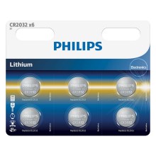 Philips CR2032P6/01B - 6 st. Lithium knoopcel batterij CR2032 MINICELLS 3V 240mAh