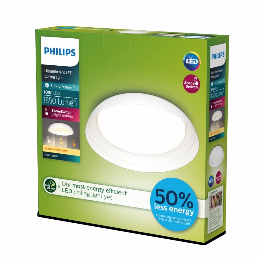 Philips - Dimbare LED plafondlamp FLETA LED/10W/230V 2700K wit