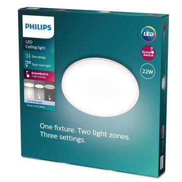 Philips - Dimbare LED plafondlamp SCENE SWITCH LED/22W/230V diameter 40 cm 4000K wit