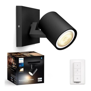 Philips - Dimbare LED Spot Hue RUNNER 1xGU10/4,2W/230V 2200-6500K + afstandsbediening zwart