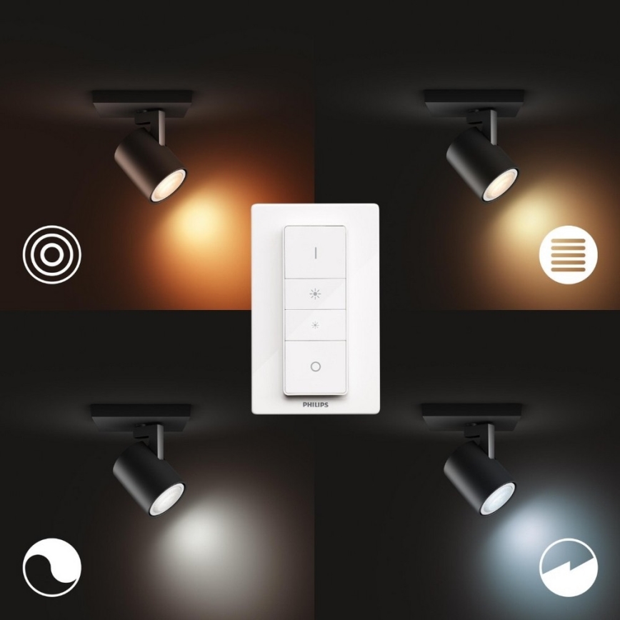 Philips - Dimbare LED Spot Hue RUNNER 1xGU10/4,2W/230V 2200-6500K + afstandsbediening zwart