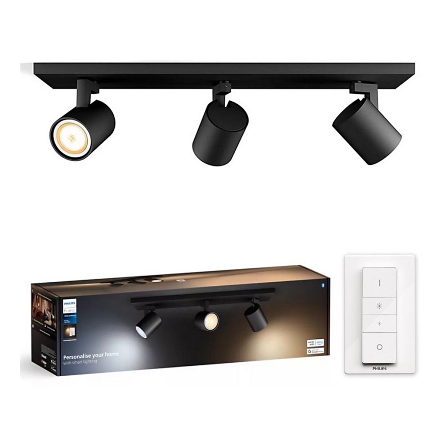 Philips - Dimbare LED Spot Hue RUNNER 3xGU10/4,2W/230V 2200-6500K + afstandsbediening zwart