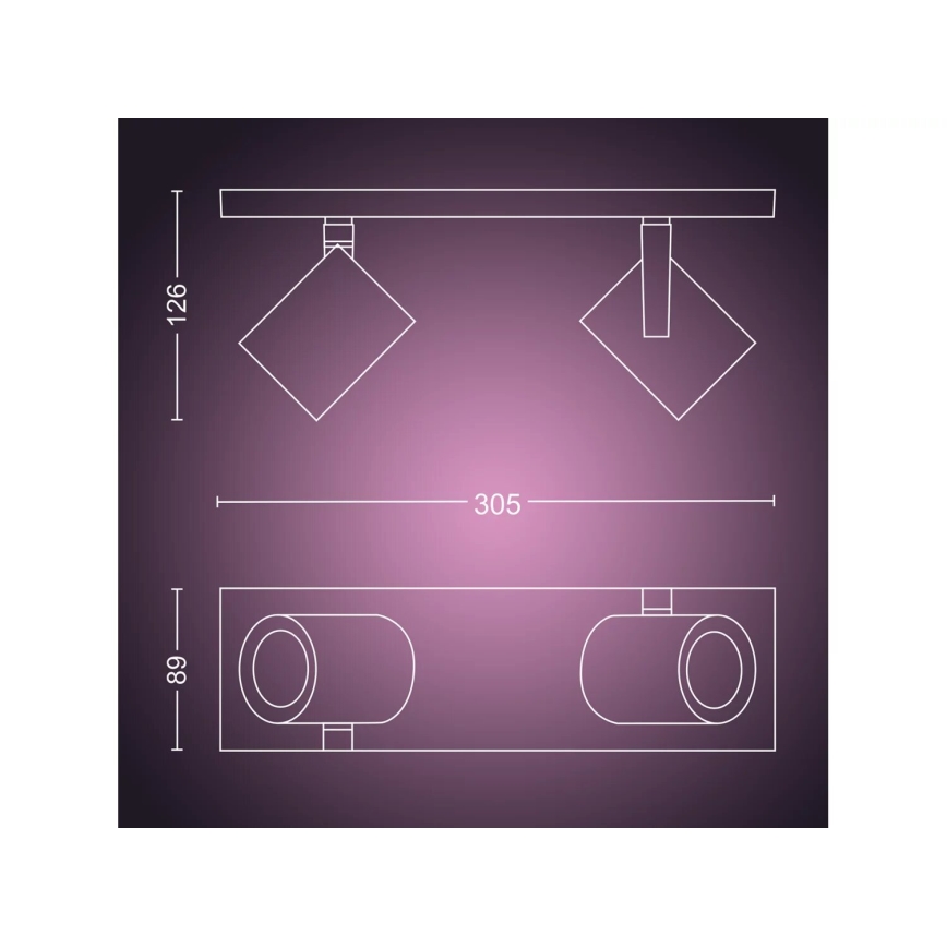 Philips - LED RGBW Dimbare spot Hue ARGENTA 2xGU10/4,2W/230V 2000-6500K