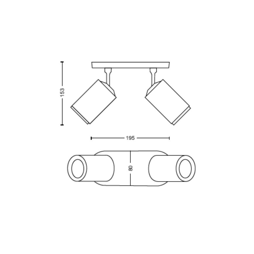 Philips - LED RGBW Dimbare spot Hue FUGATO 2xGU10/4,2W/230V 2000-6500K zwart