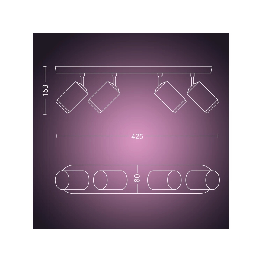 Philips - LED RGBW Dimbare spot Hue FUGATO 4xGU10/4,2W/230V 2000-6500K zwart