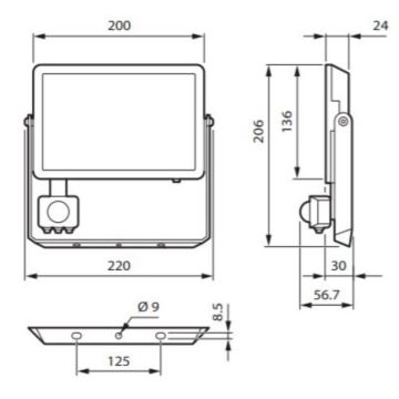 Philips - LED Schijnwerper met sensor DECOFLOOD LED/50W/230V IP65