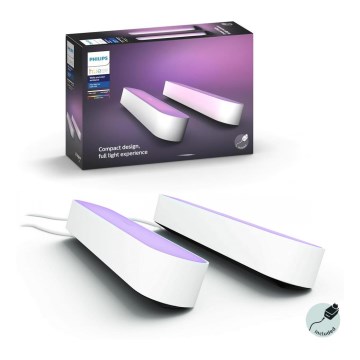 Philips – LOT 2× Lampe de table LED RVB à intensité variable Hue PLAY DUAL PACK Ambiance blanche et couleurs LED/6W/230V blanc