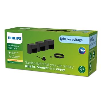 Philips - LOT 3x Applique murale extérieure GRITS LED/1,5W/24/230V IP44