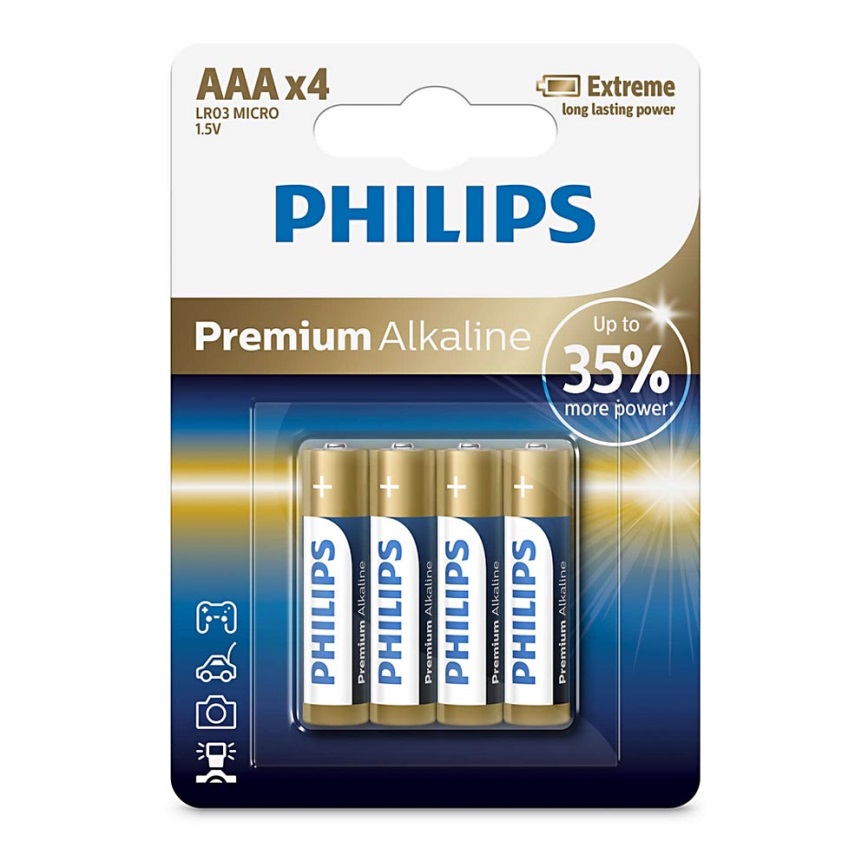 Philips LR03M4B/10 - 4 st. Alkaline batterij AAA PREMIUM ALKALINE 1,5V 1320mAh