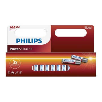 Philips LR03P12W/10 - 12 st. Alkaline batterij AAA POWER ALKALINE 1,5V 1150mAh