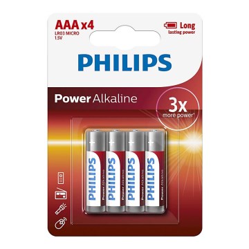 Philips LR03P4B/10 - 4 st. Alkaline batterij AAA POWER ALKALINE 1,5V 1150mAh