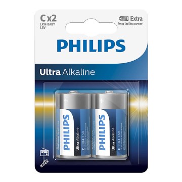 Philips LR14E2B/10 - 2 st. Alkaline batterij C ULTRA ALKALINE 1,5V 7500mAh