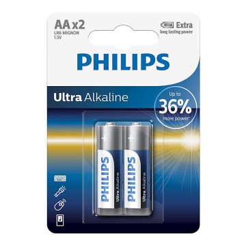 Philips LR6E2B/10 - 2 st. Alkaline batterij AA ULTRA ALKALINE 1,5V 2800mAh