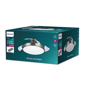 Philips-Plafonnier avec ventilateur BLISS LED/35W/230V 5500/4000/2700K nickel + télécommande