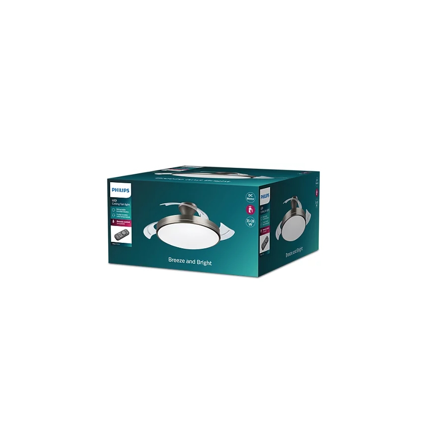 Philips-Plafonnier avec ventilateur BLISS LED/35W/230V 5500/4000/2700K nickel + télécommande