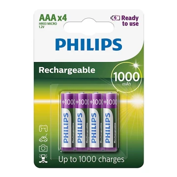 Philips R03B4RTU10/10 - 4 st. Oplaadbare batterijen AAA MULTILIFE NiMH/1,2V/1000 mAh