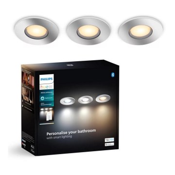 Philips - SET 3x LED dimbare badkamer inbouwspot Hue ADORE BATHROOM 1xGU10/4,2W/230V 2200-6500K IP44