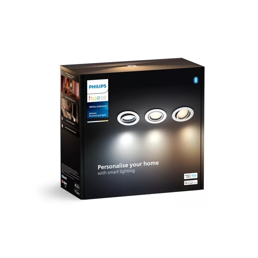 Philips - SET 3x Dimbare LED hangende plafond verlichting Hue MILLISKIN 1xGU10/4,2W/230 2200-6500K