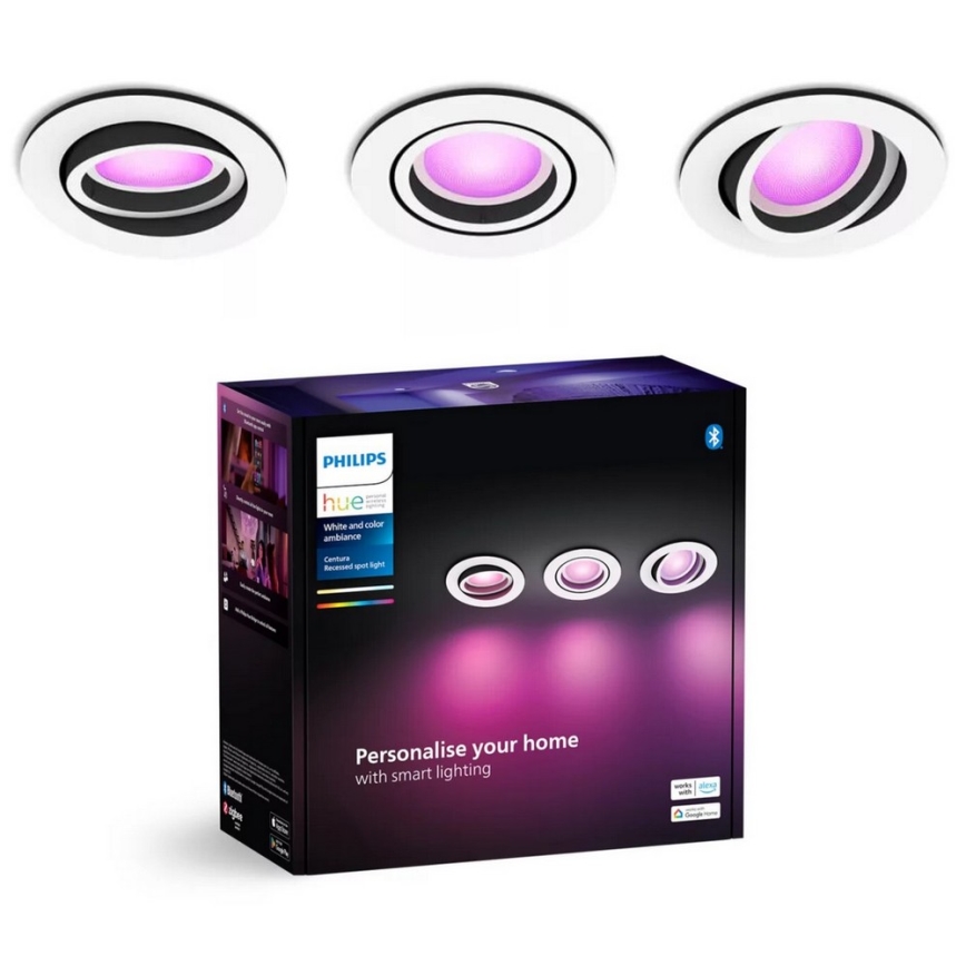 Philips - SET 3xLED RGBW Dimbare hangende plafondverlichting Hue CENTURA 1xGU10/4,2W/230V 2000-6500K