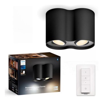 Philips - Spot à intensité variable LED Hue PILLAR 2xGU10/4,2W/230V 2200-6500K + télécommande noir